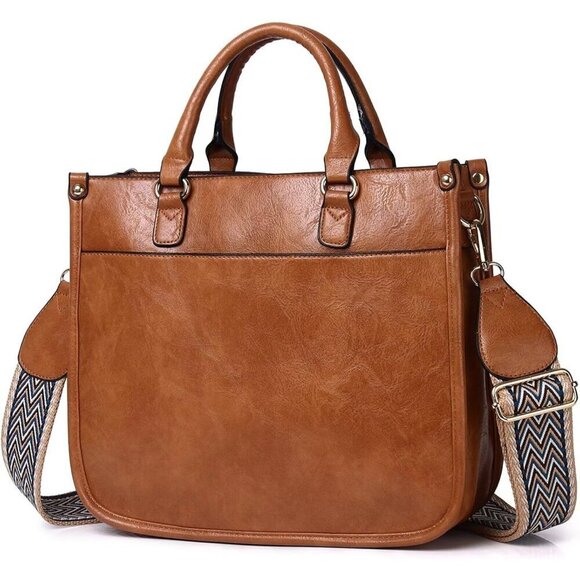 Handbags - Women’s New Brown Leather Purse Zipped Pockets Crossbody Bag and Shoulder Bag